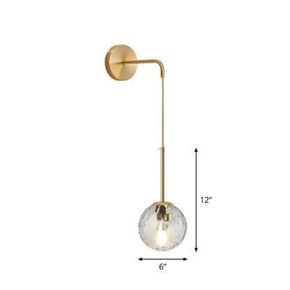 Postmodern black wall lamp with frosted glass globe for bedroom