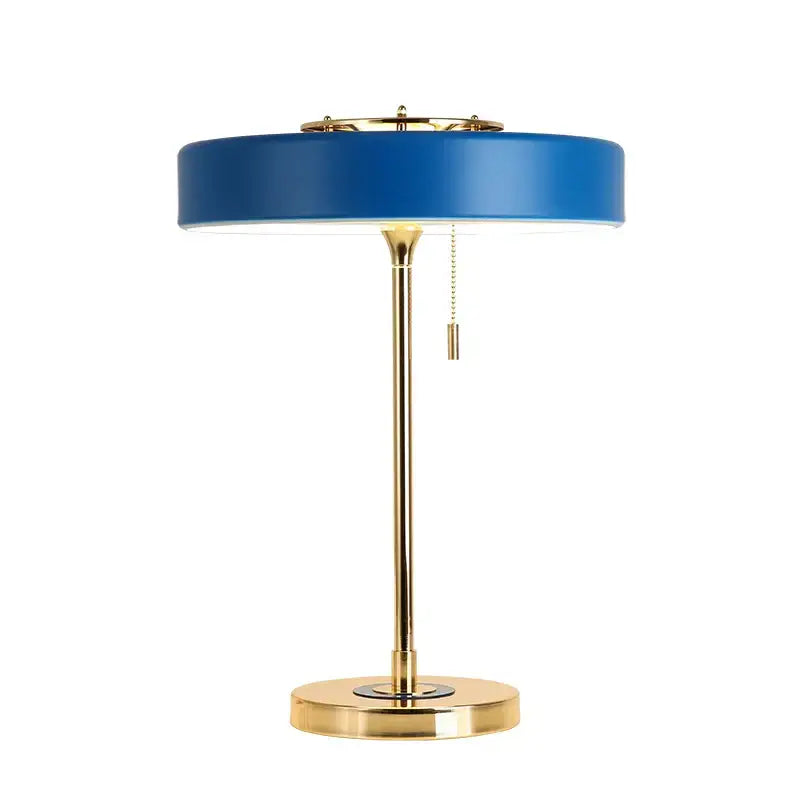 Postmodern blue & gold led bedside table lamp – bedroom pull chain