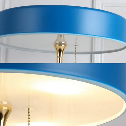 Postmodern blue & gold led bedside table lamp – bedroom pull chain