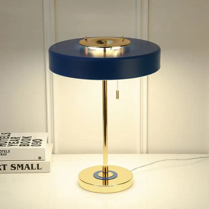 Postmodern blue & gold led bedside table lamp – bedroom pull chain