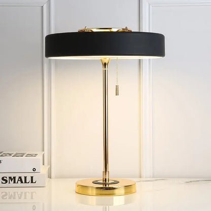 Postmodern blue & gold led bedside table lamp – bedroom pull chain