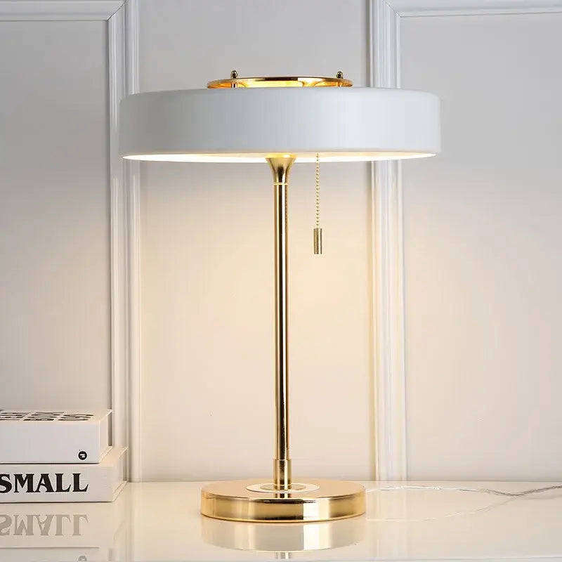 Postmodern blue & gold led bedside table lamp – bedroom pull chain