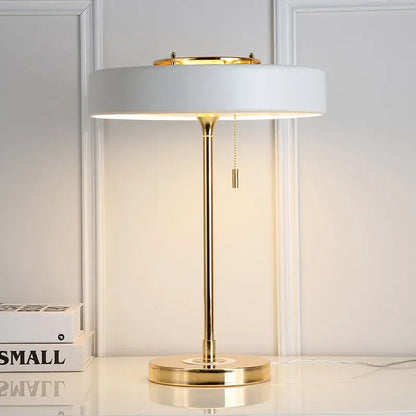 Postmodern blue & gold led bedside table lamp – bedroom pull chain