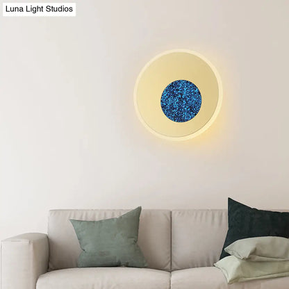 DecorBites™ Postmodern Blue Round Sconce Light Fixture - Corridor LED Wall Light, 8"/11" Dia