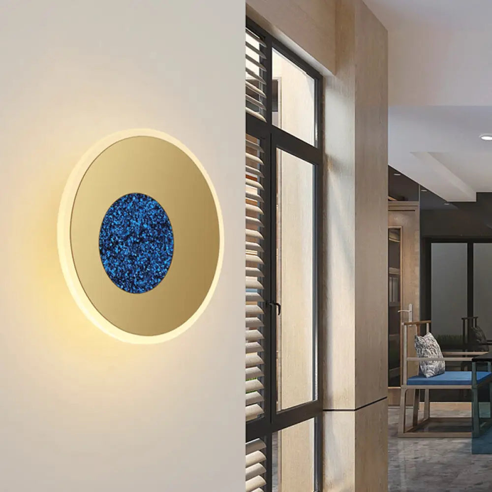 DecorBites™ Postmodern Blue Round Sconce Light Fixture - Corridor LED Wall Light, 8"/11" Dia