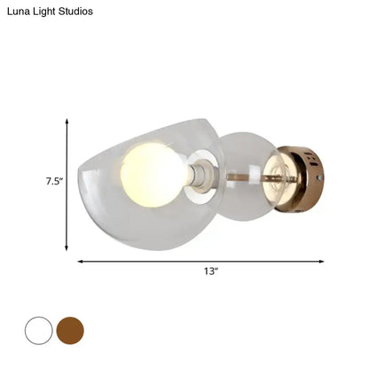 Postmodern brass amber glass wall lamp bedroom sconce light