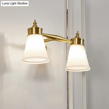 Postmodern brass and cream glass wall sconce bathroom vanity light
