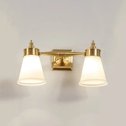 Postmodern brass and cream glass wall sconce bathroom vanity light
