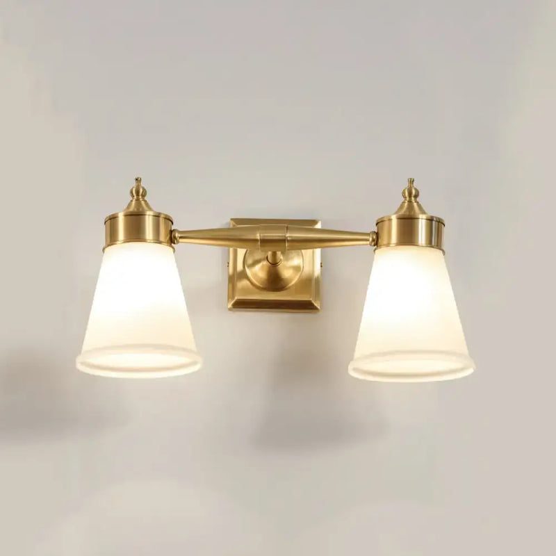 Postmodern brass and cream glass wall sconce bathroom vanity light