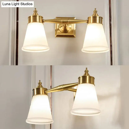 Postmodern brass and cream glass wall sconce bathroom vanity light
