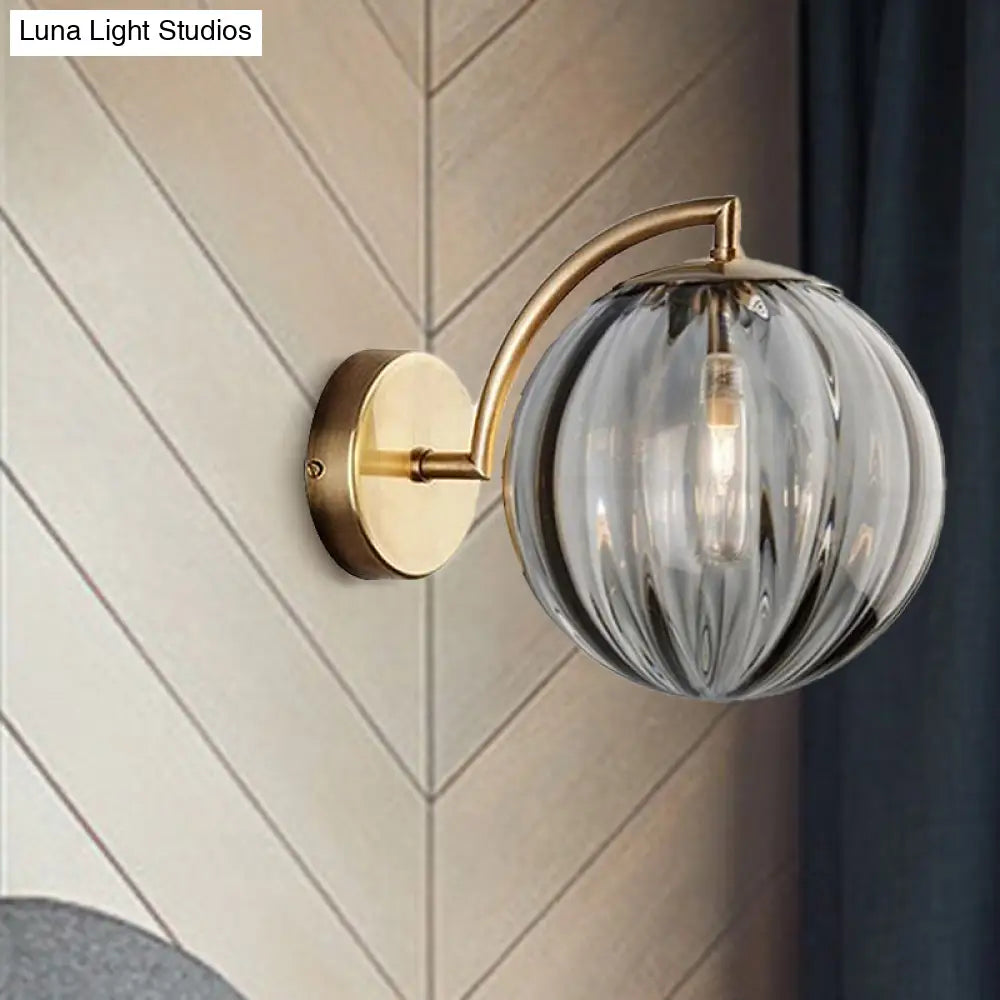 DecorBites™ Postmodern Brass Ball Sconce Lamp - Red/Blue/Amber Glass, Single Light Wall Fixture