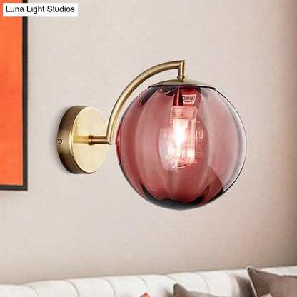 DecorBites™ Postmodern Brass Ball Sconce Lamp - Red/Blue/Amber Glass, Single Light Wall Fixture
