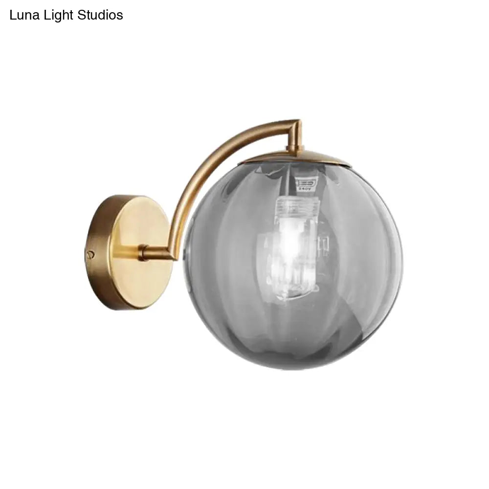 DecorBites™ Postmodern Brass Ball Sconce Lamp - Red/Blue/Amber Glass, Single Light Wall Fixture