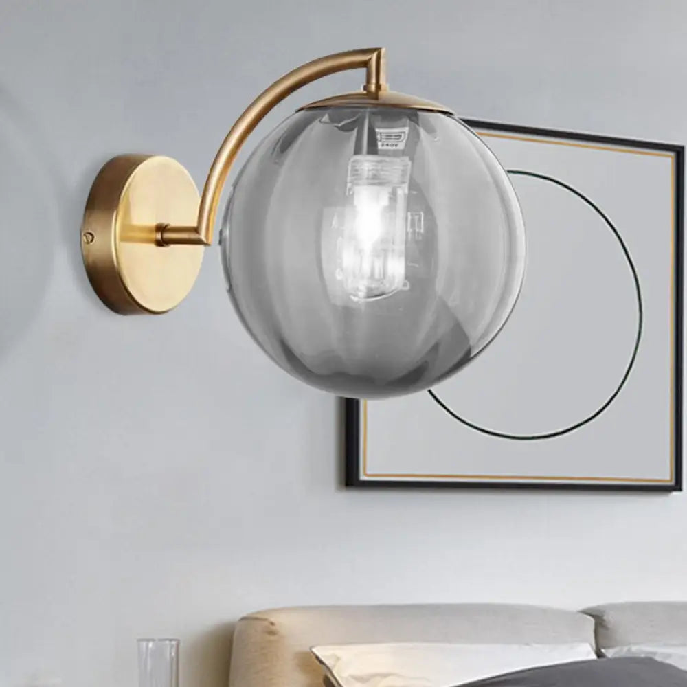 DecorBites™ Postmodern Brass Ball Sconce Lamp - Red/Blue/Amber Glass, Single Light Wall Fixture