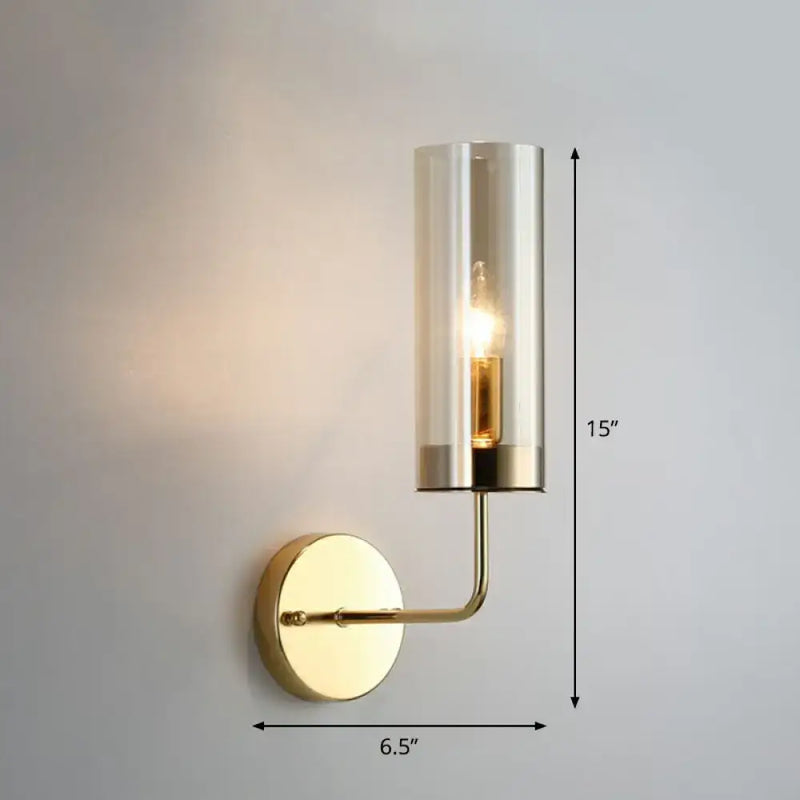 Postmodern brass finish smoked glass wall lamp bedroom sconce