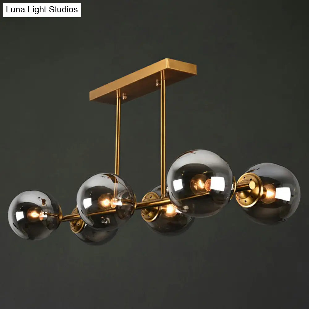 DecorBites™ Postmodern Brass Island Light with Globe Glass Shade: Stylish Metal Ceiling Fixture