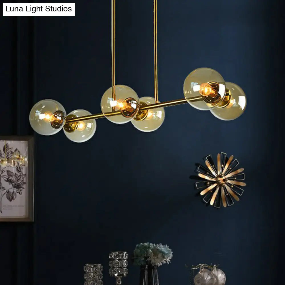 DecorBites™ Postmodern Brass Island Light with Globe Glass Shade: Stylish Metal Ceiling Fixture