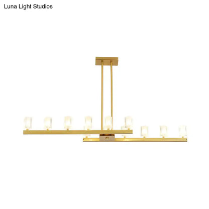 Postmodern brass linear led pendant light dining room crystal accents