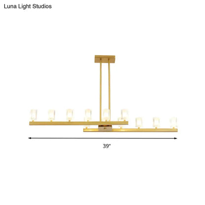 Postmodern brass linear led pendant light dining room crystal accents