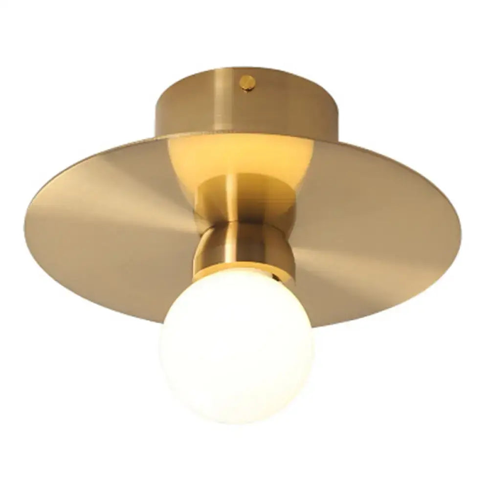 Postmodern brass mini milk glass wall light bedroom reflective shield