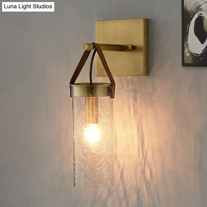 DecorBites™ Postmodern Brass Wall Mounted Sconce with Clear Crack Glass - Stylish 1-Head Dining Room Lamp