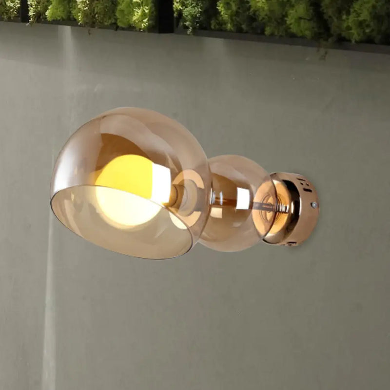 DecorBites™ Postmodern Brass Wall Sconce Light with Clear/Amber Glass Shade