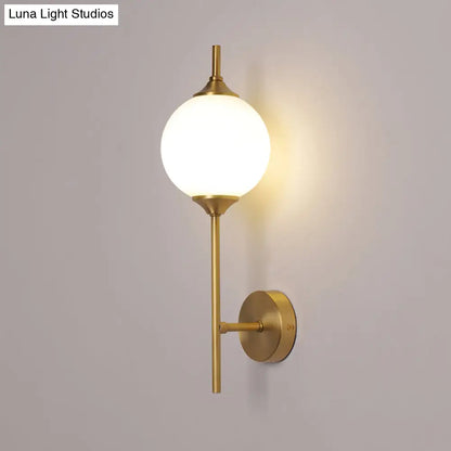 DecorBites™ Postmodern Brass Wall Sconce: White Glass Geometric Wall Lighting for Living Room