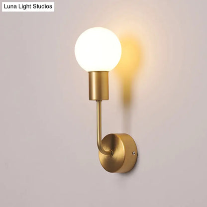 DecorBites™ Postmodern Brass Wall Sconce: White Glass Geometric Wall Lighting for Living Room