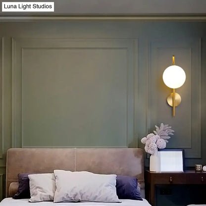 Postmodern brass white glass geometric wall sconce living room