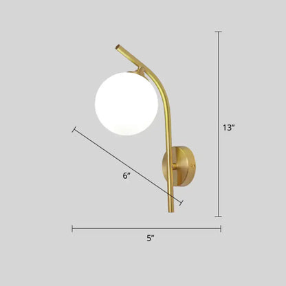 Postmodern brass white glass geometric wall sconce living room