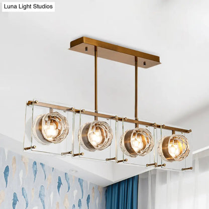 DecorBites™ Postmodern Clear Crystal Gold Hanging Kitchen Island Light