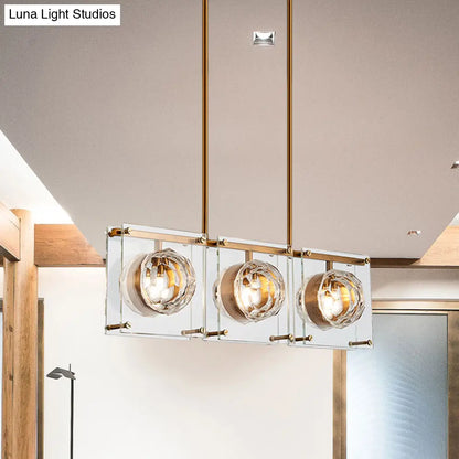DecorBites™ Postmodern Clear Crystal Gold Hanging Kitchen Island Light