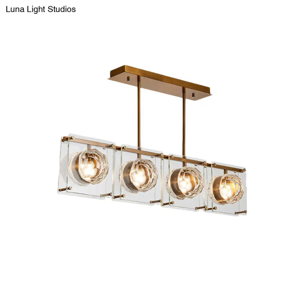 DecorBites™ Postmodern Clear Crystal Gold Hanging Kitchen Island Light