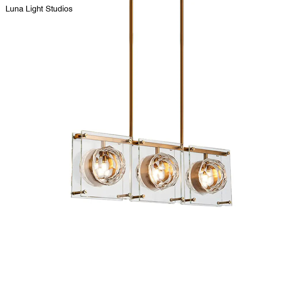 DecorBites™ Postmodern Clear Crystal Gold Hanging Kitchen Island Light