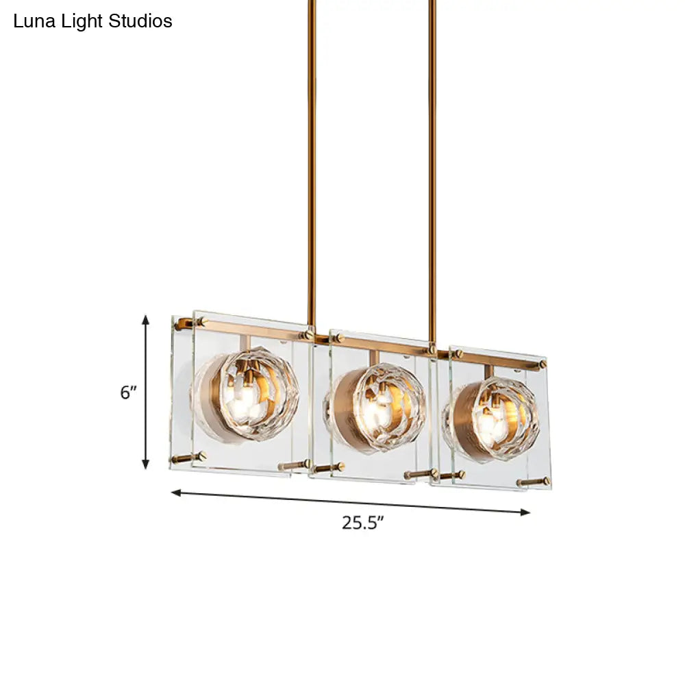 DecorBites™ Postmodern Clear Crystal Gold Hanging Kitchen Island Light