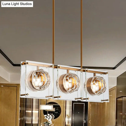 DecorBites™ Postmodern Clear Crystal Gold Hanging Kitchen Island Light