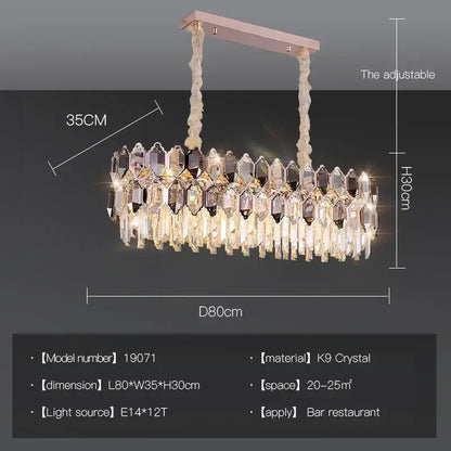 Postmodern clear & dark tiered crystal chandelier living room