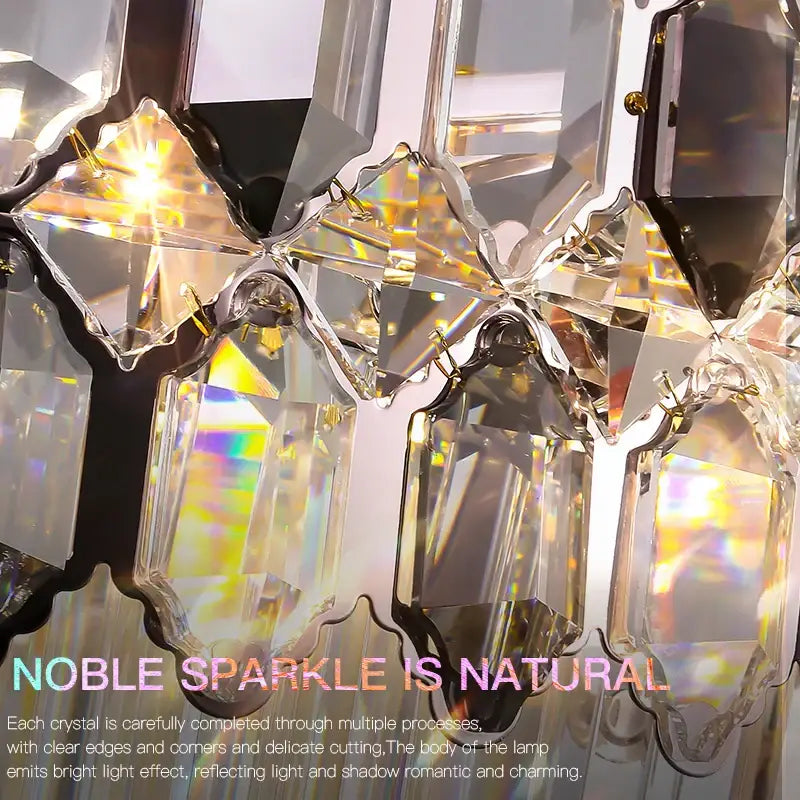Postmodern clear & dark tiered crystal chandelier living room