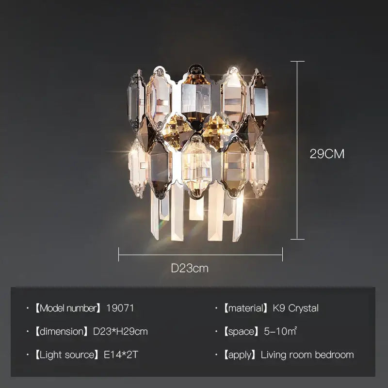 Postmodern clear & dark tiered crystal chandelier living room