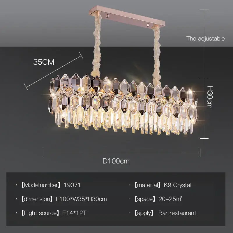 Postmodern clear & dark tiered crystal chandelier living room