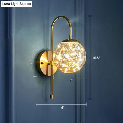 DecorBites™ Postmodern Clear Glass Gold Wall Sconce with LED Starry Light Bulbs in Ball Shape