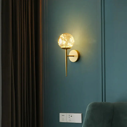 DecorBites™ Postmodern Clear Glass Gold Wall Sconce with LED Starry Light Bulbs in Ball Shape