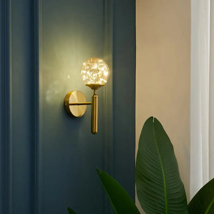 DecorBites™ Postmodern Clear Glass Gold Wall Sconce with LED Starry Light Bulbs in Ball Shape