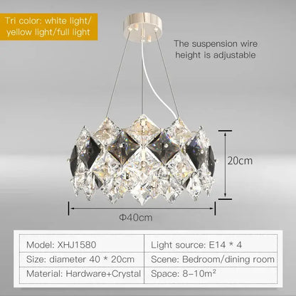 Postmodern clear & smoky crystal chandelier living room
