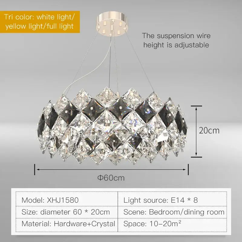Postmodern clear & smoky crystal chandelier living room