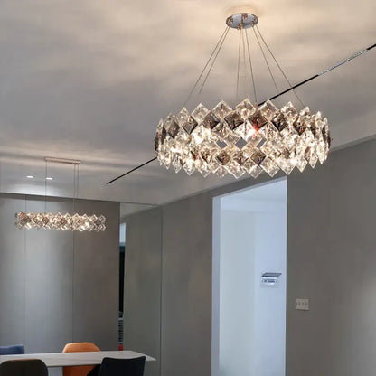 Postmodern clear & smoky crystal chandelier living room
