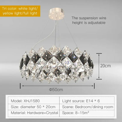 Postmodern clear & smoky crystal chandelier living room