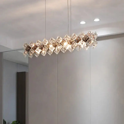 Postmodern clear & smoky crystal chandelier living room