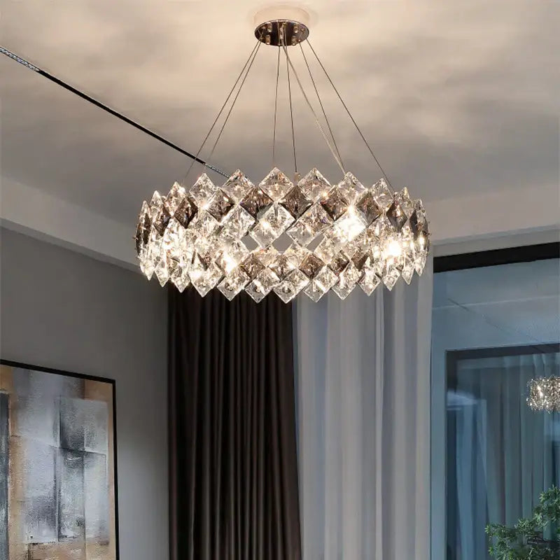 Postmodern clear & smoky crystal chandelier living room