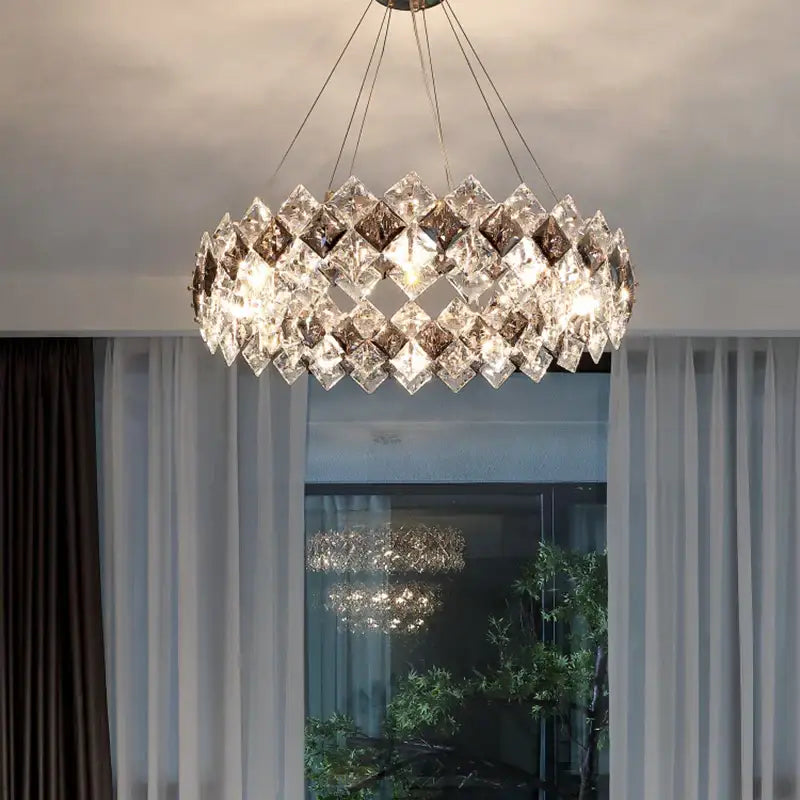 Postmodern clear & smoky crystal chandelier living room